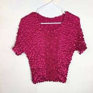 Pink Strechable Popcorn Textured Tank Top Size S